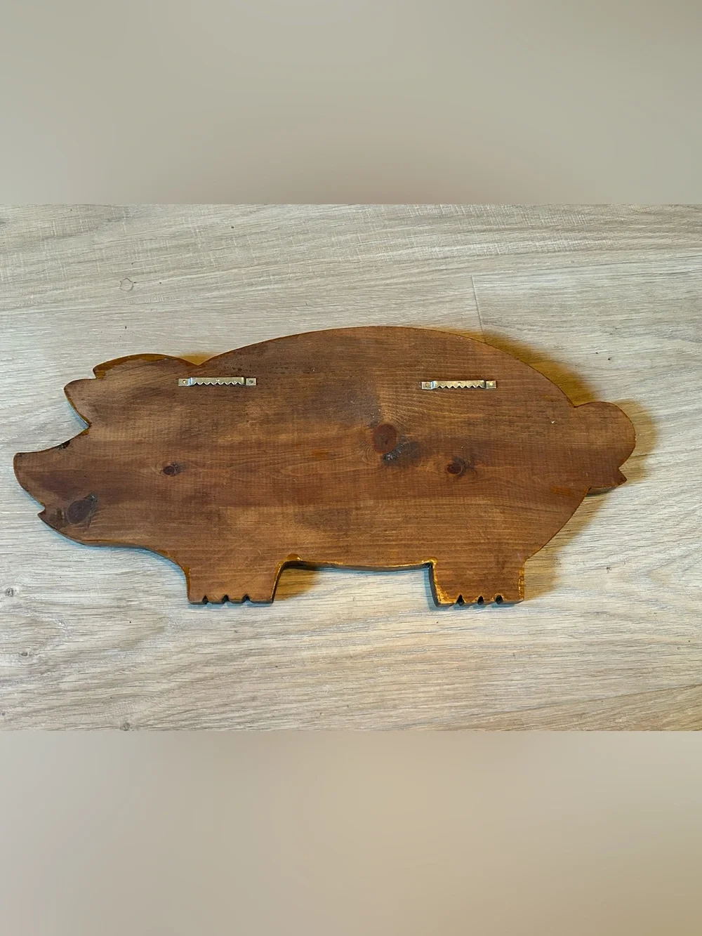 Vintage Hand Painted Wood Pig Wall Plaque Folk Art Cutting Board